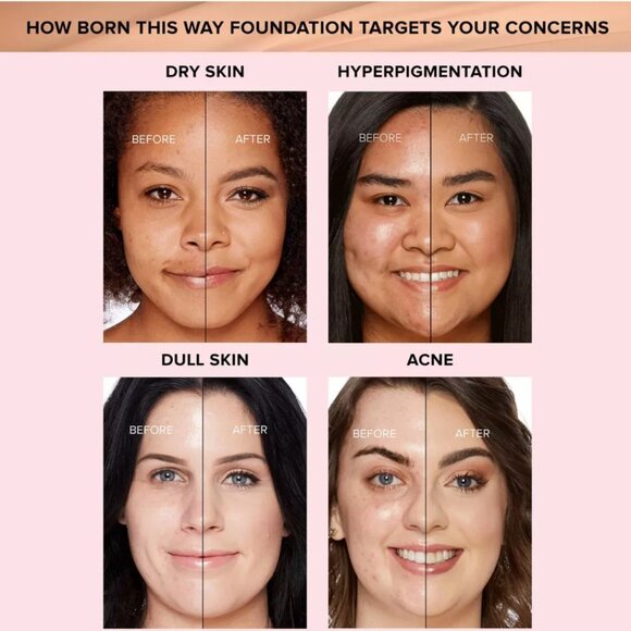 TOO FACED Born This Way Flawless Coverage Natural Finish* Foundation ~ Ivory NIB - Picture 8 of 15